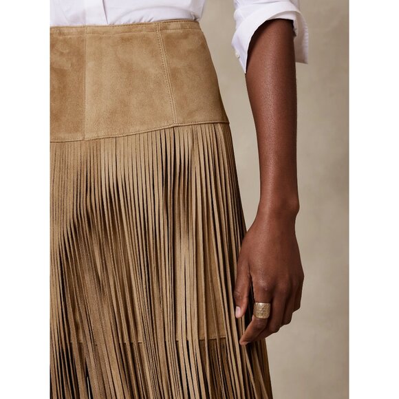 NWT BANANA REPUBLIC SEVILLA SUEDE FRINGE SKIRT, SIZE: 2 - Picture 9 of 10
